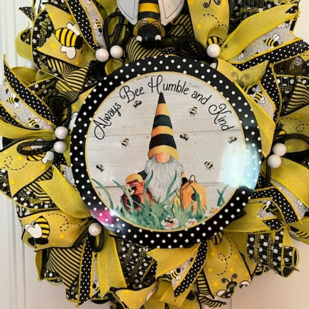 Bee-Themed Yellow & Black Decorative Wreath